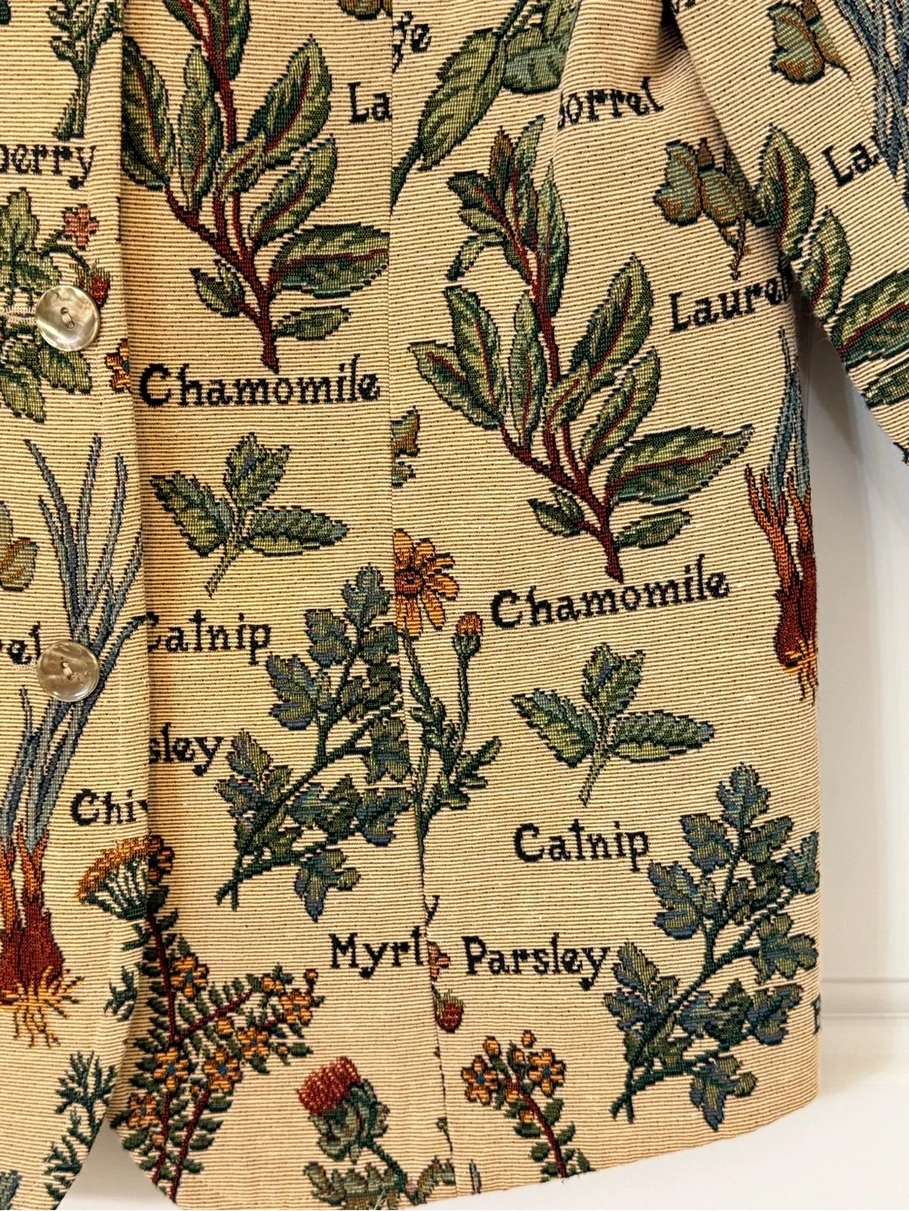 1990s Botanical Mint Condition Tapestry Blazer - Picture 6 of 14